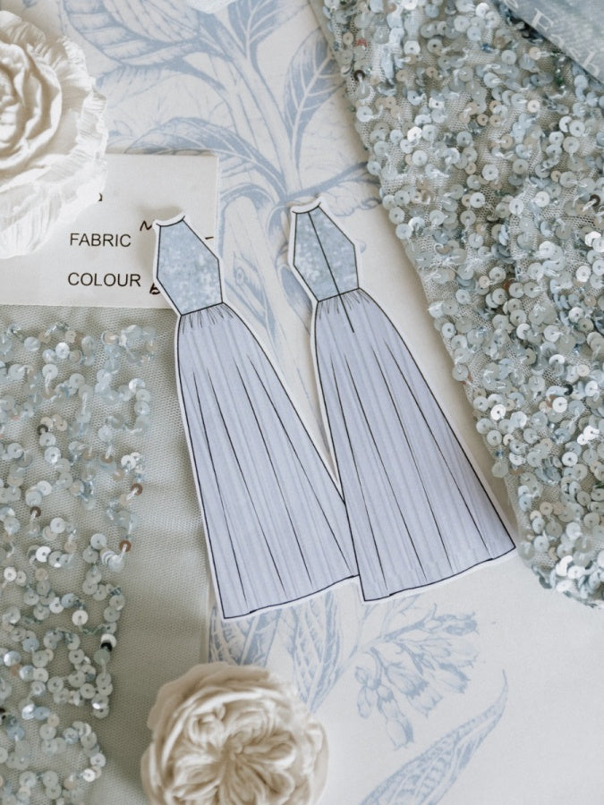 Maya Pale Blue Embellished Halter Neck Maxi Dress