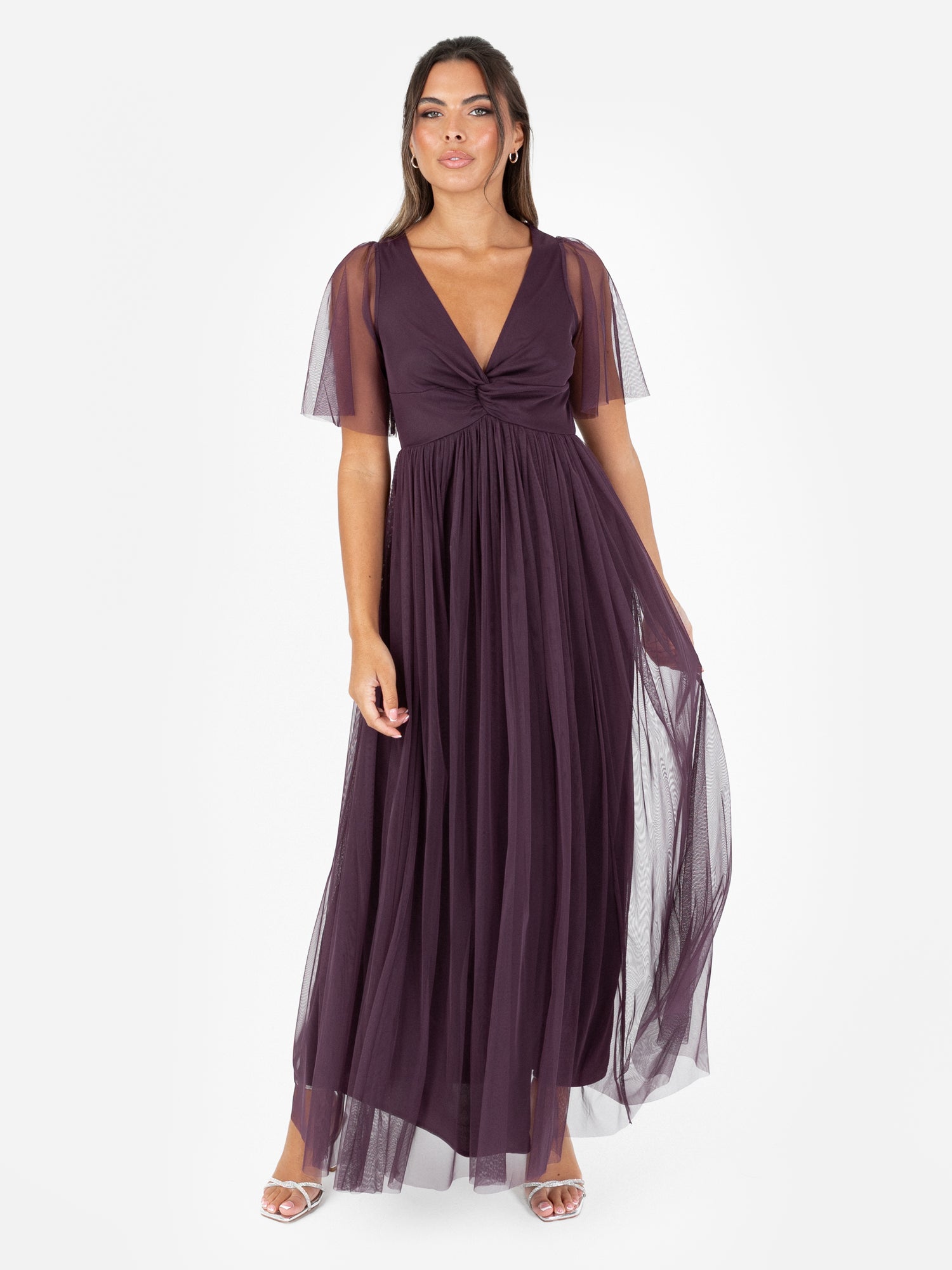 Anaya With Love Recycled Fig Twist Detail Maxi Dress