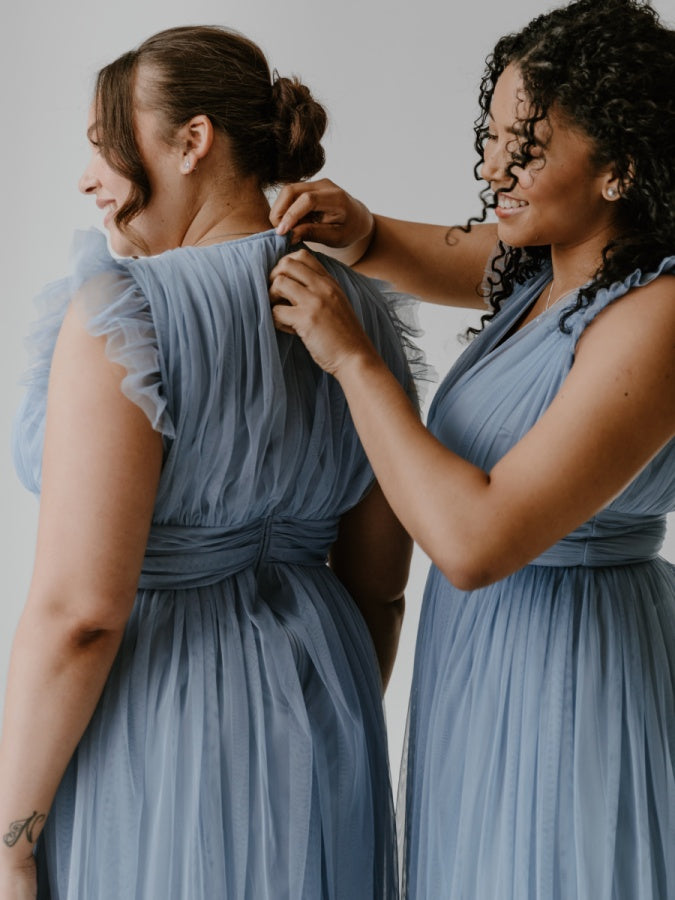 Anaya With Love Recycled Soft Blue Flutter Sleeve Maxi Dress