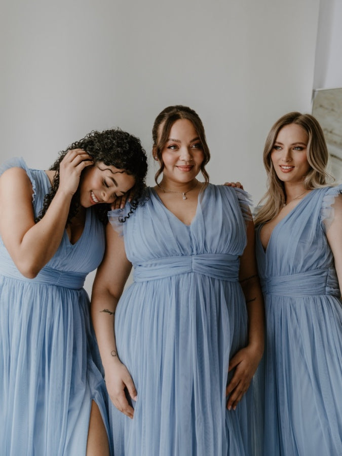 Anaya With Love Recycled Soft Blue Flutter Sleeve Maxi Dress