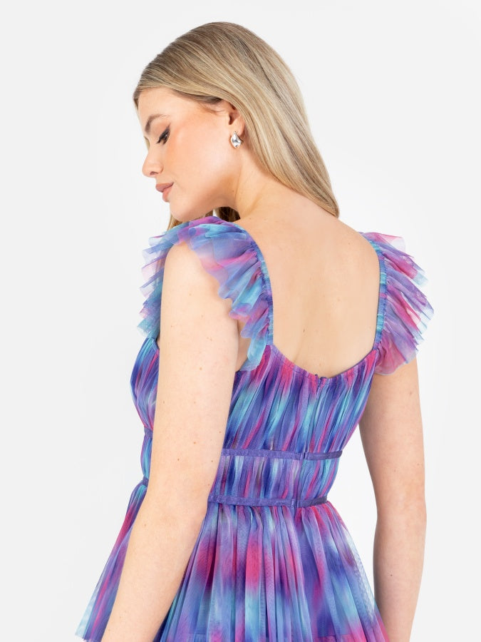 Anaya With Love Recycled Abstract Watercolour Tiered Midaxi Dress