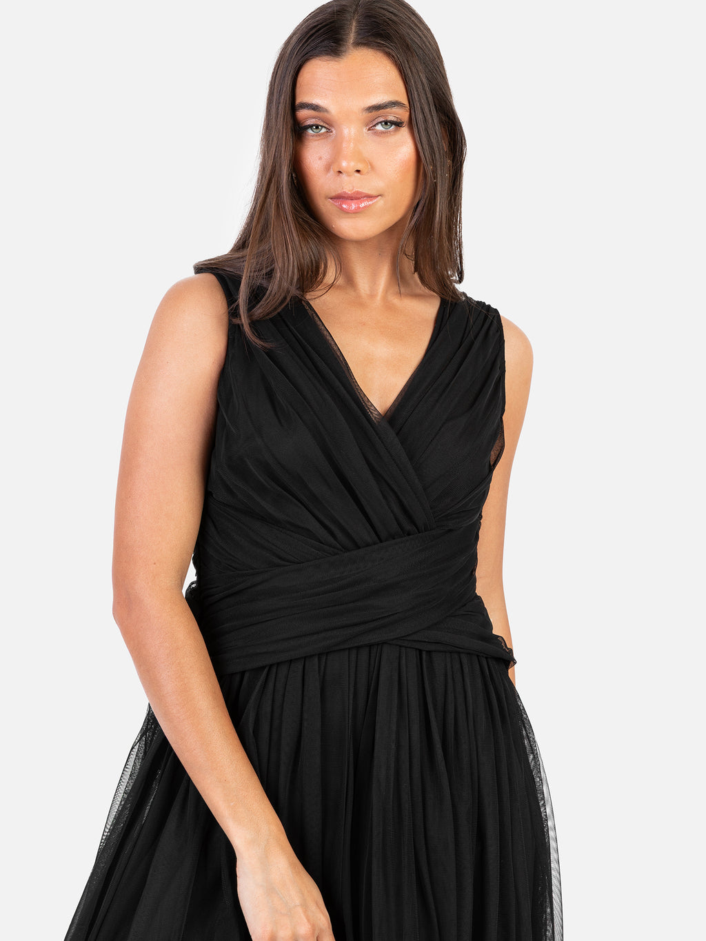 Anaya With Love Recycled Black Sleeveless V Neck Maxi Dress