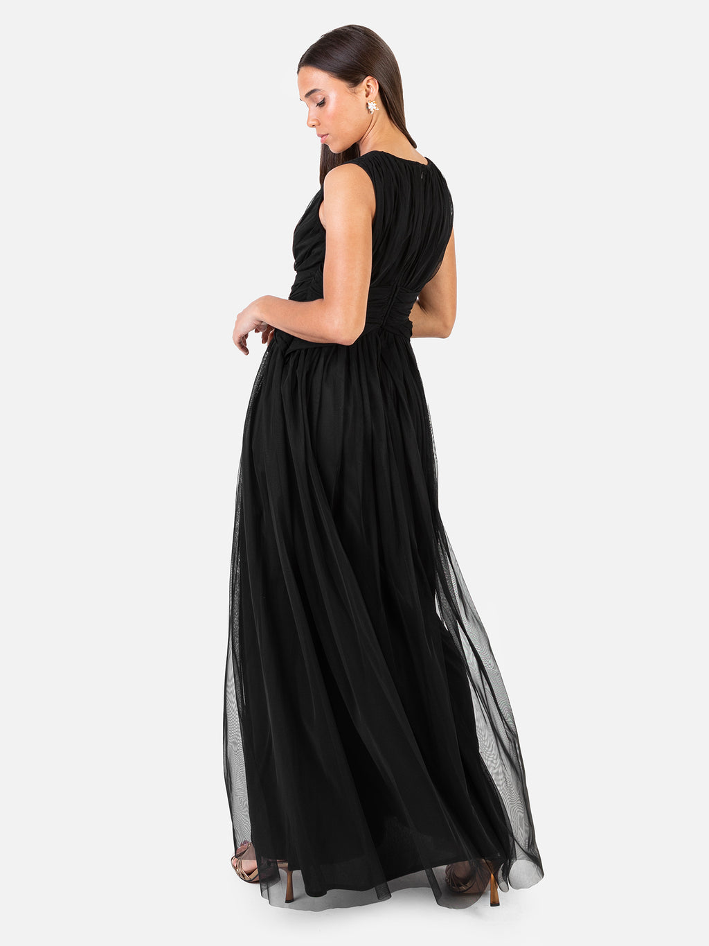 Anaya With Love Recycled Black Sleeveless V Neck Maxi Dress