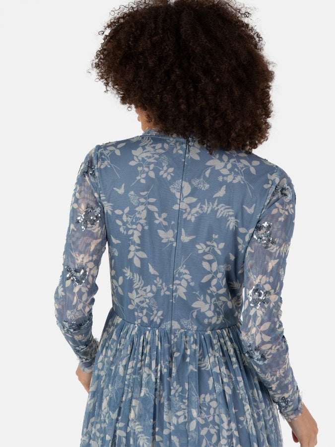 Anaya with Love Recycled Blue Floral Faux Wrap Embellished Midaxi Dress