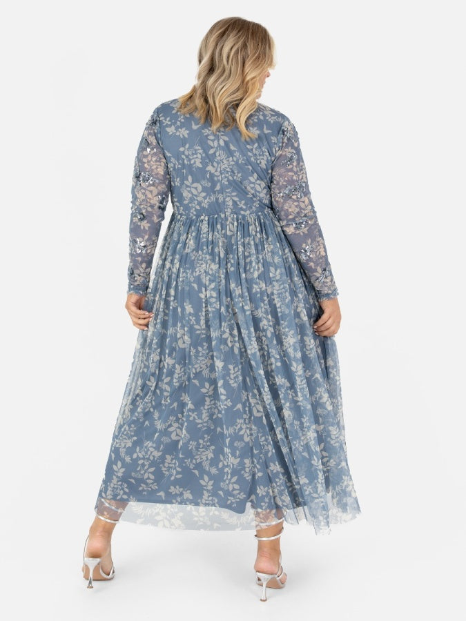 Anaya with Love Recycled Blue Floral Faux Wrap Embellished Midaxi Dress