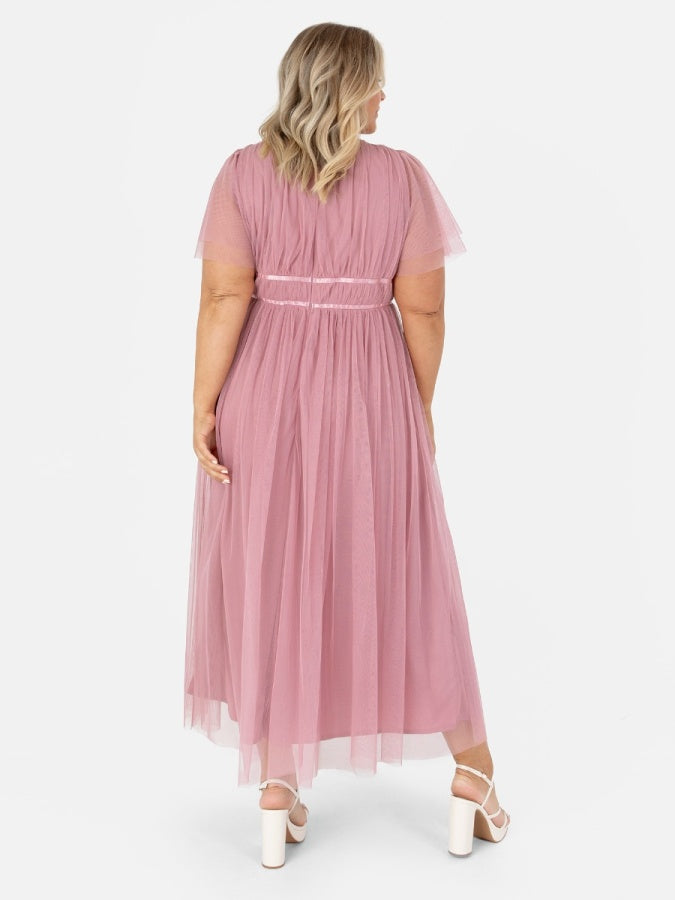 Anaya With Love Recycled Blush Pink Ribbon Detail Midi Dress