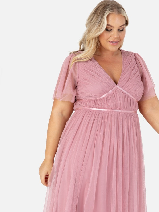 Anaya With Love Recycled Blush Pink Ribbon Detail Midi Dress