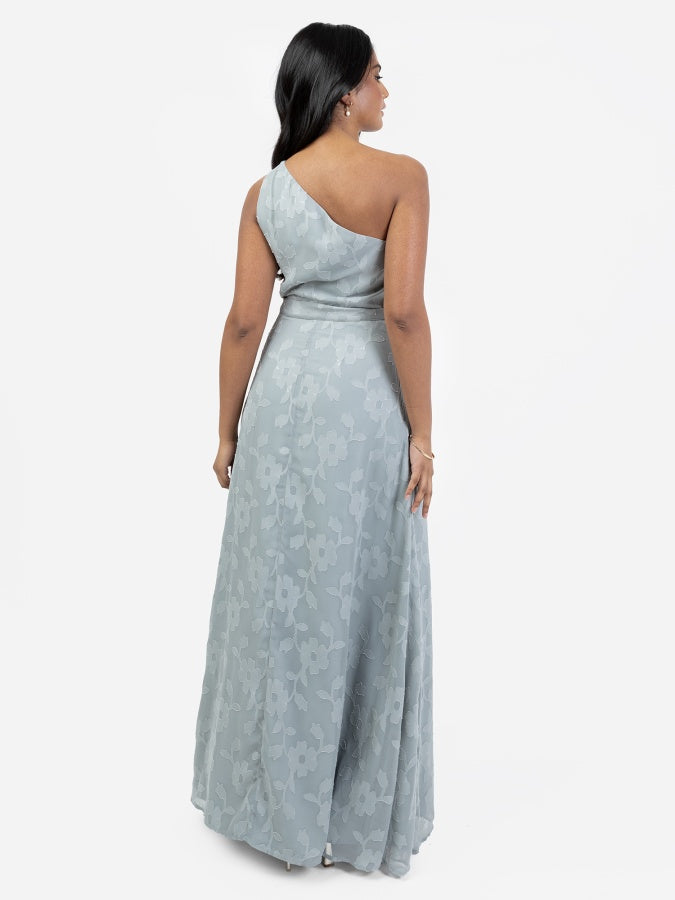 Anaya With Love Recycled Cloud Blue Floral Burnout One Shoulder Maxi Dress