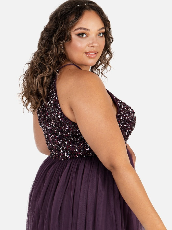 Maya Embellished Halter Neck Midi Dress