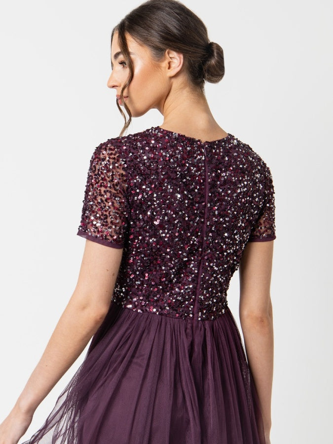 Maya V Neckline Embellished Midi Dress