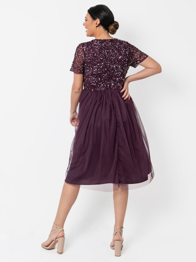 Maya V Neckline Embellished Midi Dress