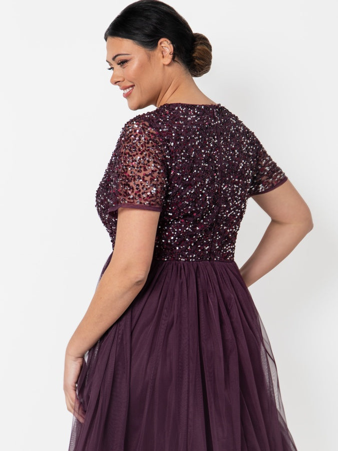 Maya V Neckline Embellished Midi Dress