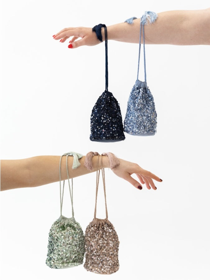 Maya Black Embellished Drawstring Purse
