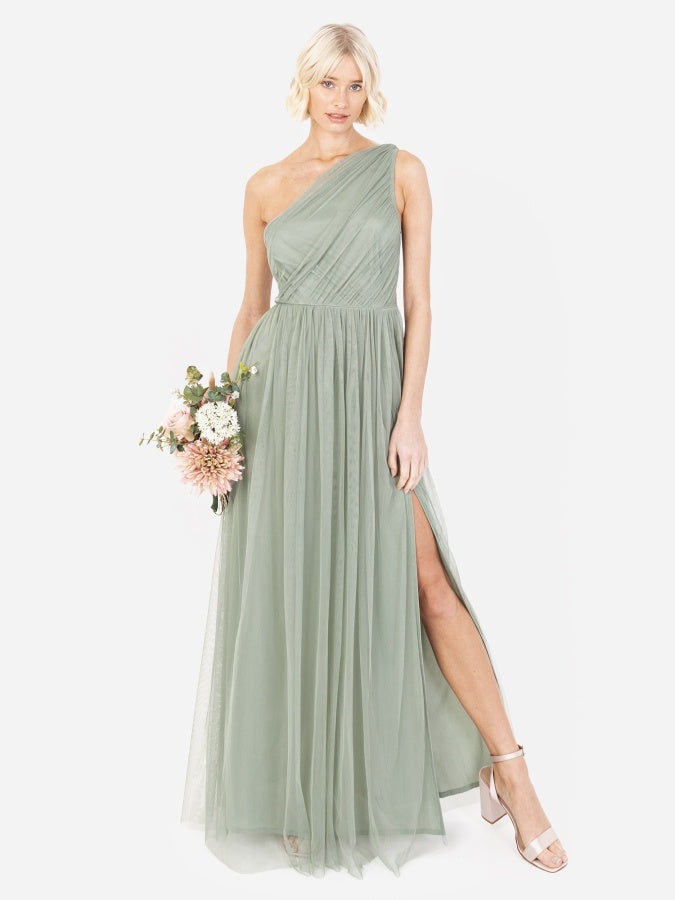 Anaya With Love Recycled Frosty Green One Shoulder Maxi Dress
