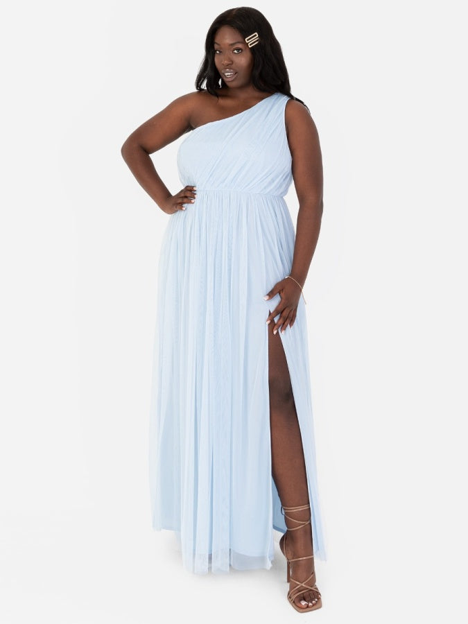 Anaya With Love Recycled Light Blue One Shoulder Maxi Dress