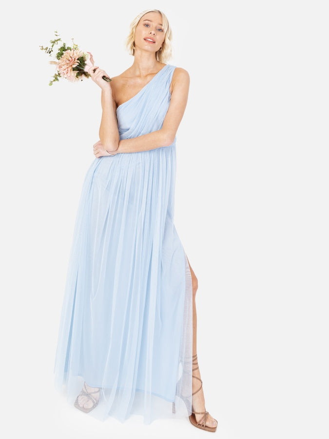 Anaya With Love Recycled Light Blue One Shoulder Maxi Dress