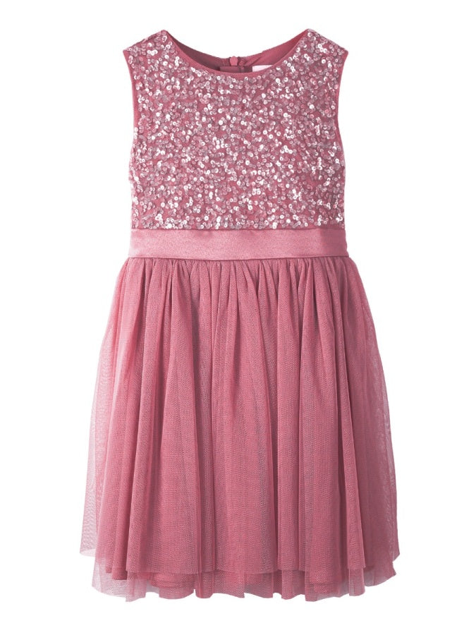 Mini Maya Desert Rose Delicate Sequin Midi Dress With Bow