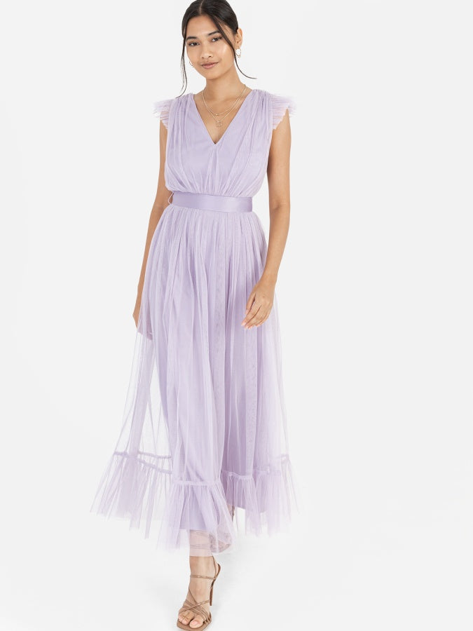 Anaya With Love Recycled Lilac Midaxi Dress with Sash Belt