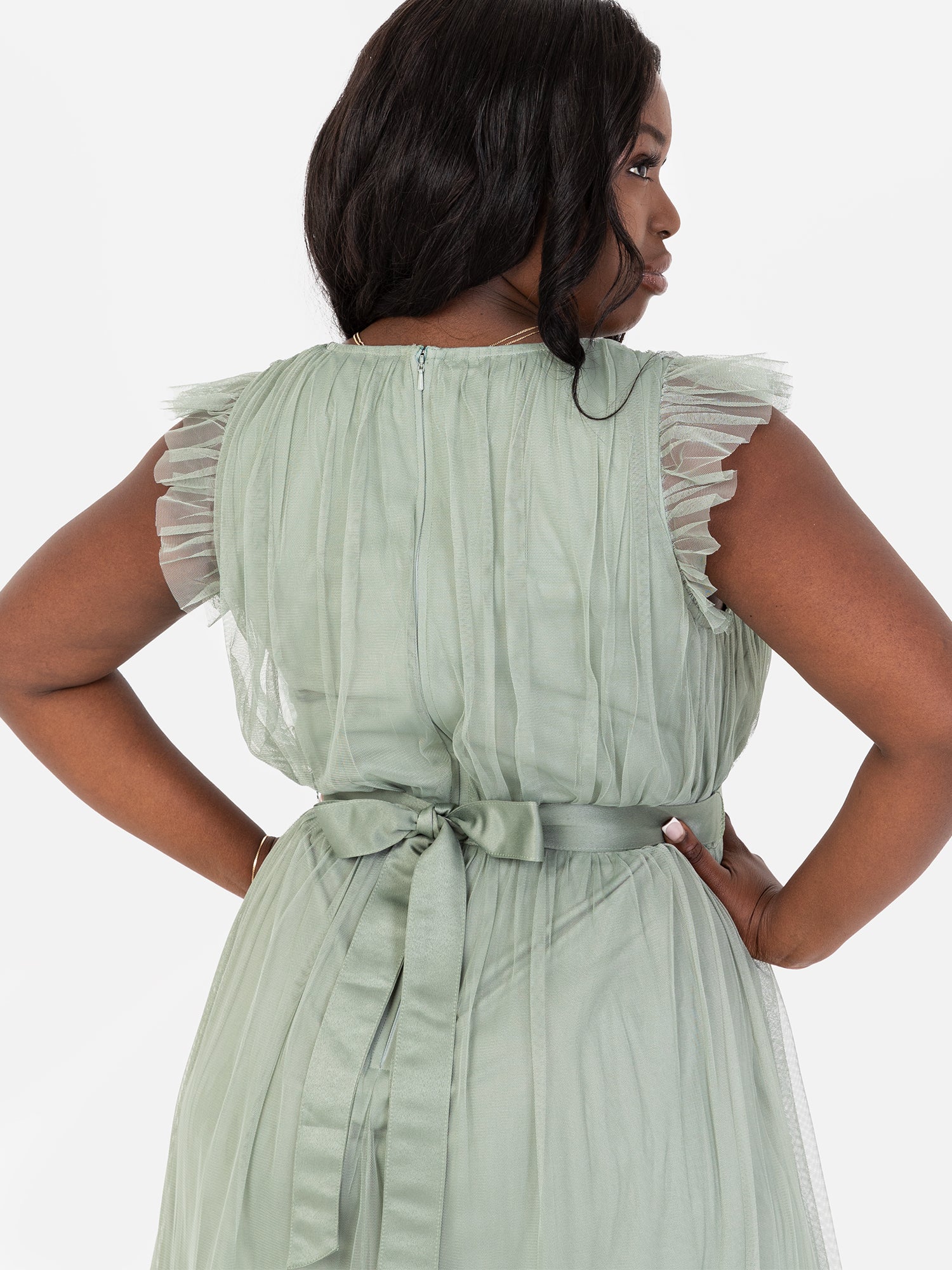 Anaya With Love Recycled Frosty Green Midaxi Dress with Sash Belt