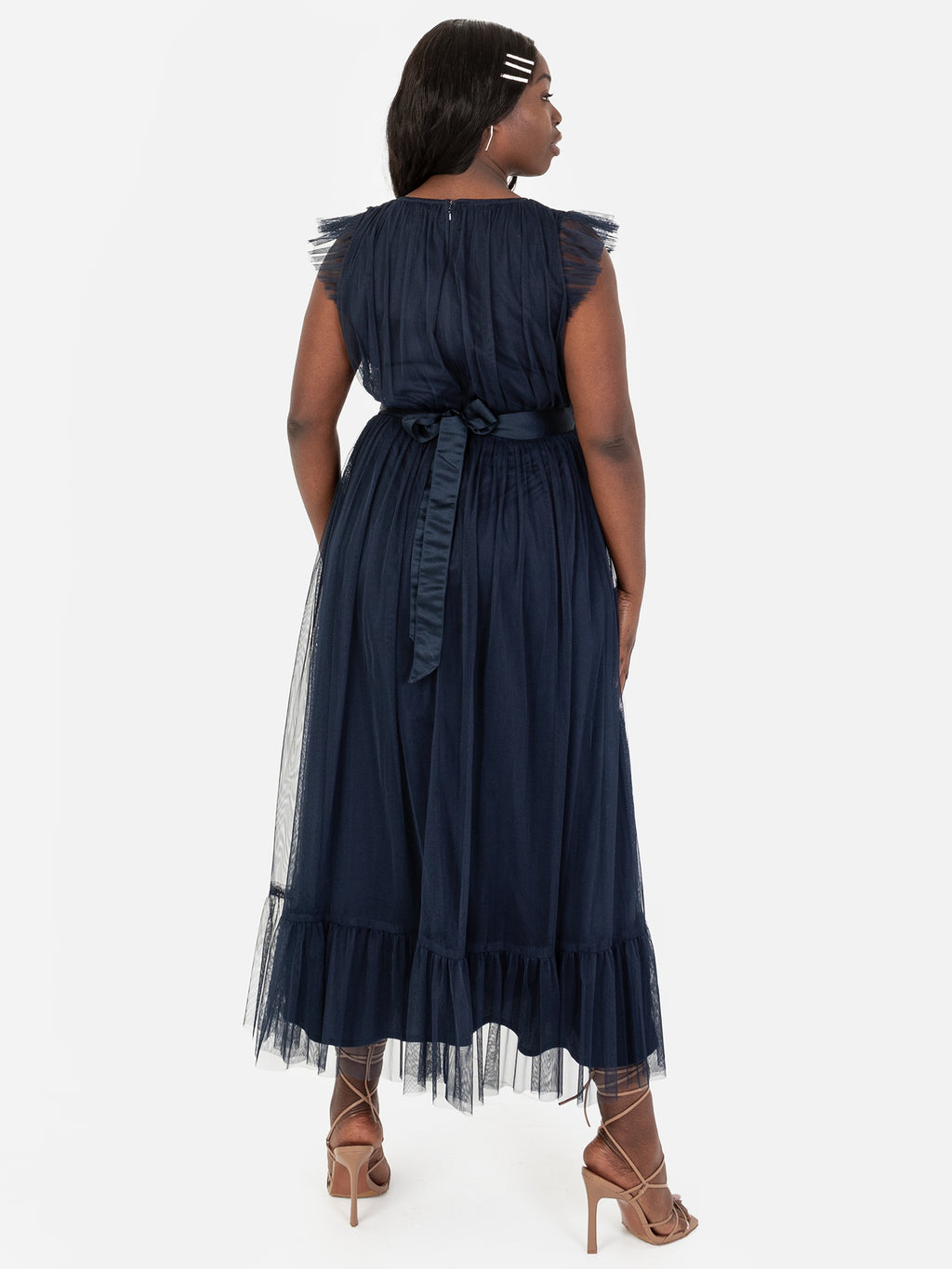 Anaya With Love Recycled Navy Midaxi Dress with Sash Belt