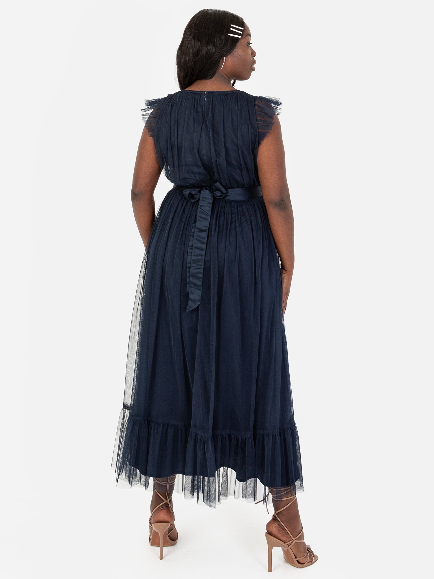 Anaya With Love Recycled Navy Midaxi Dress with Sash Belt