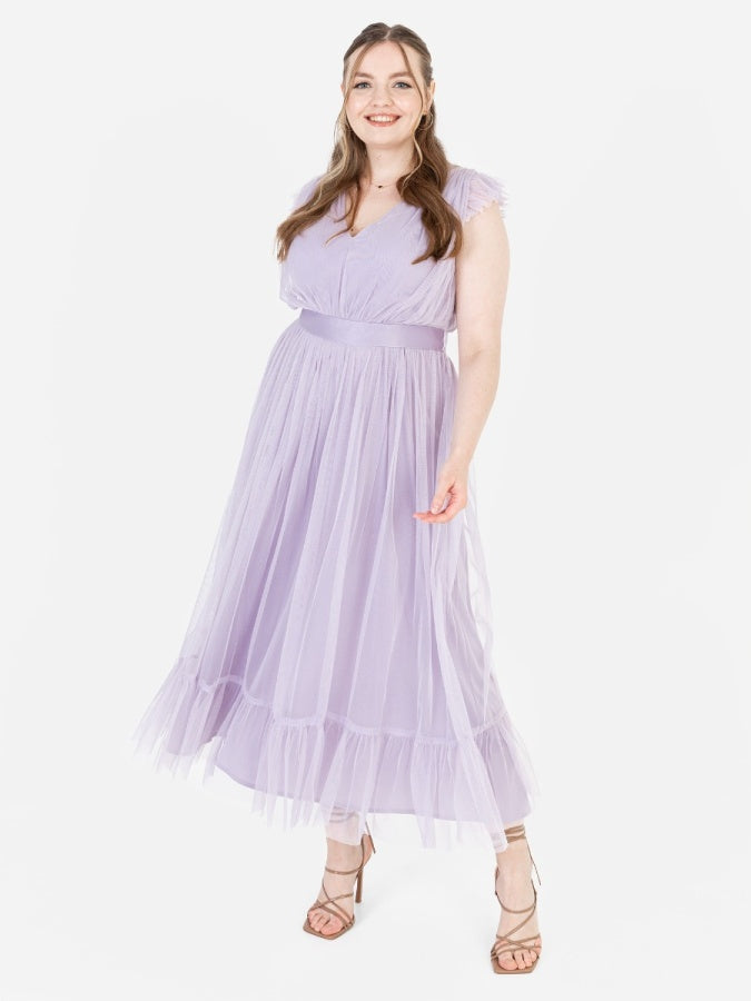 Anaya With Love Recycled Lilac Midaxi Dress with Sash Belt