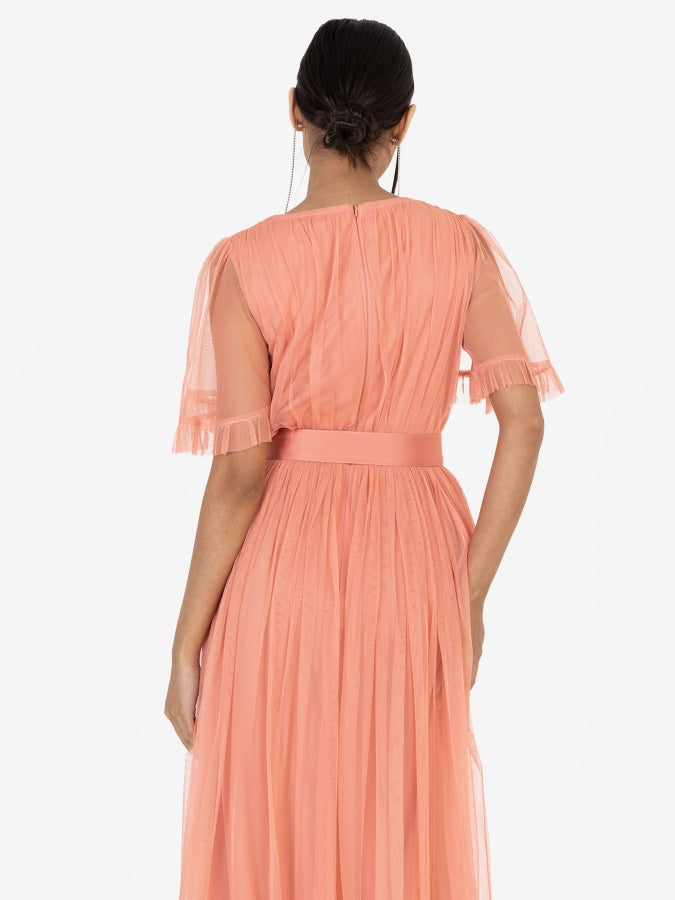 Anaya With Love Coral Faux Wrap Maxi Dress with Sash Belt