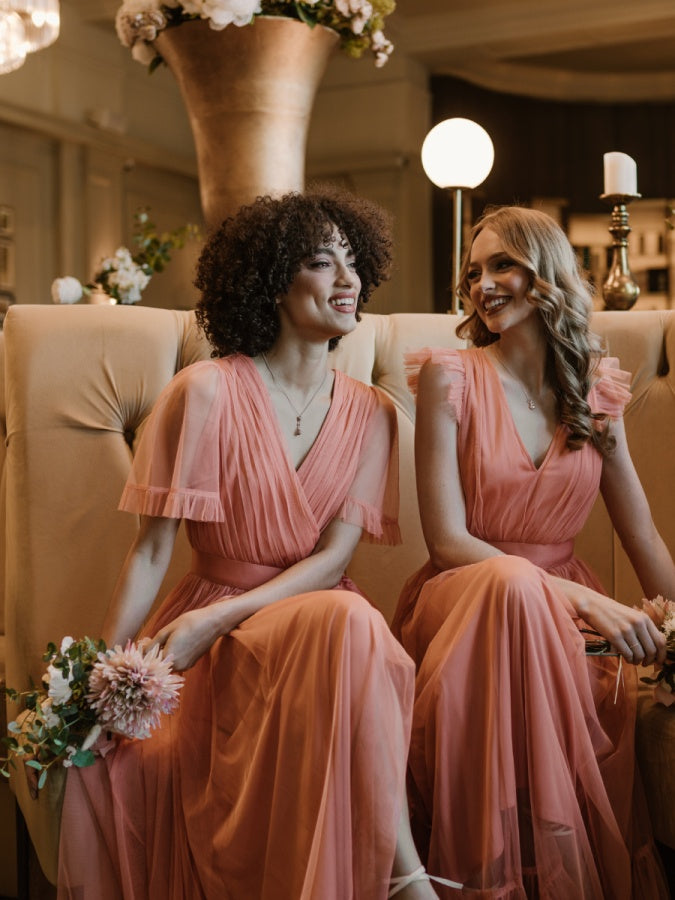 Anaya With Love Coral Faux Wrap Maxi Dress with Sash Belt