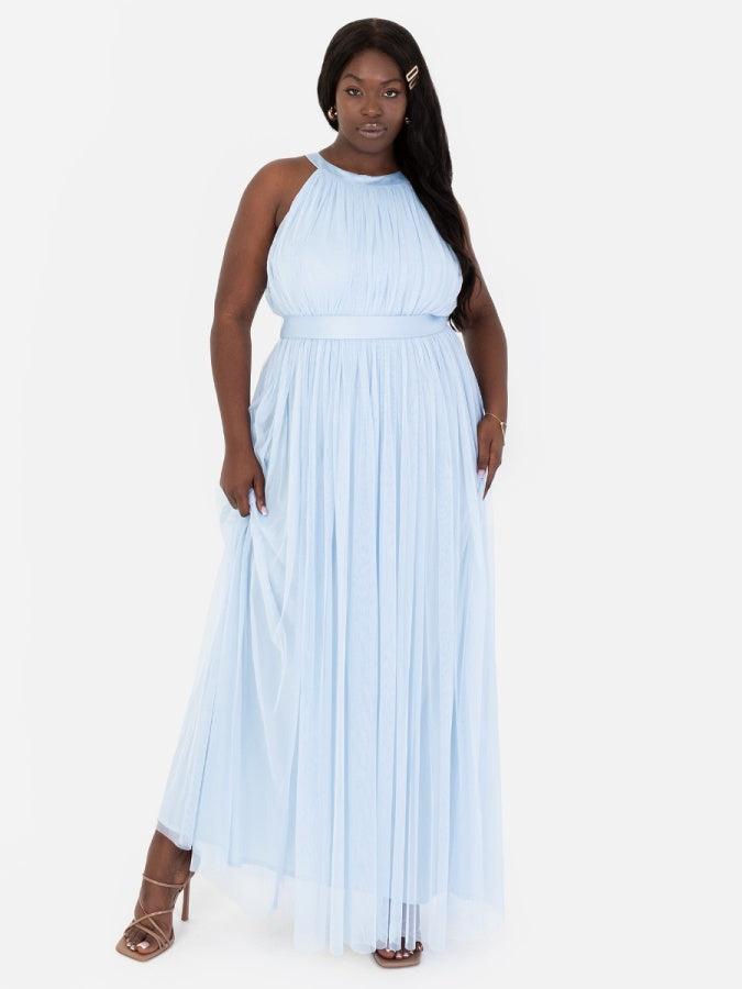 Anaya with Love Recycled Light Blue Halter Neck Maxi Dress