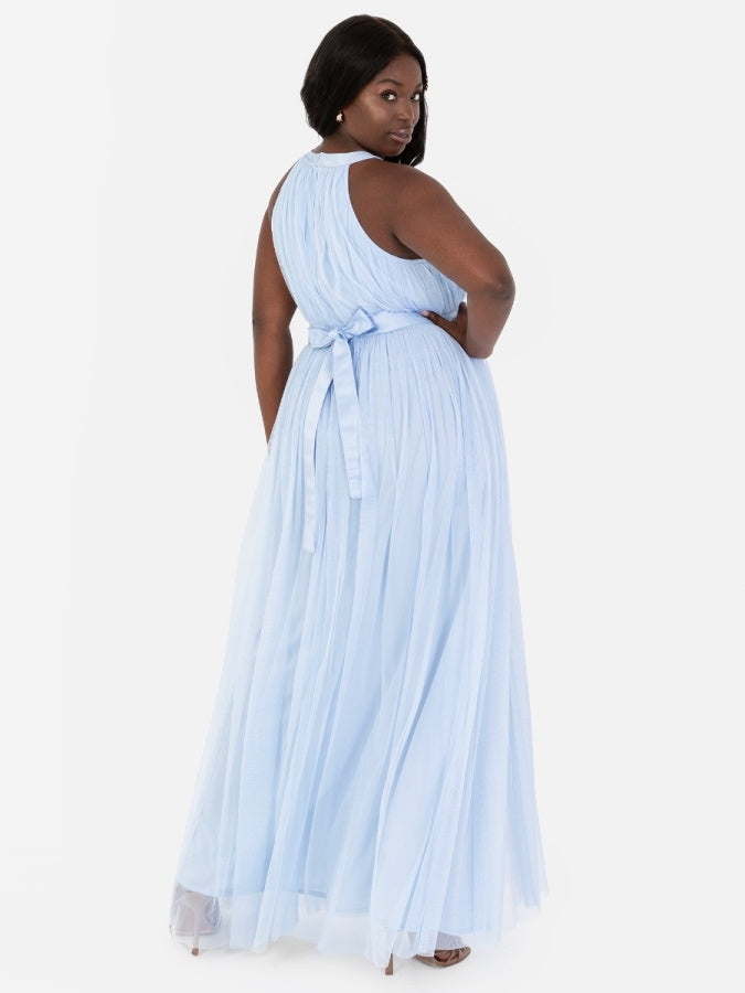 Anaya with Love Recycled Light Blue Halter Neck Maxi Dress