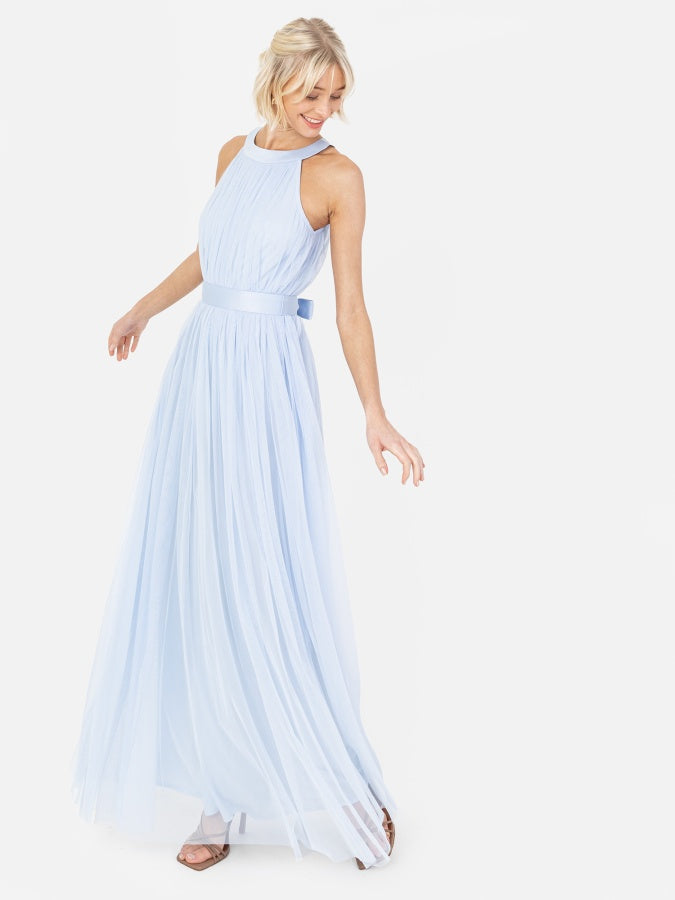 Anaya with Love Recycled Light Blue Halter Neck Maxi Dress