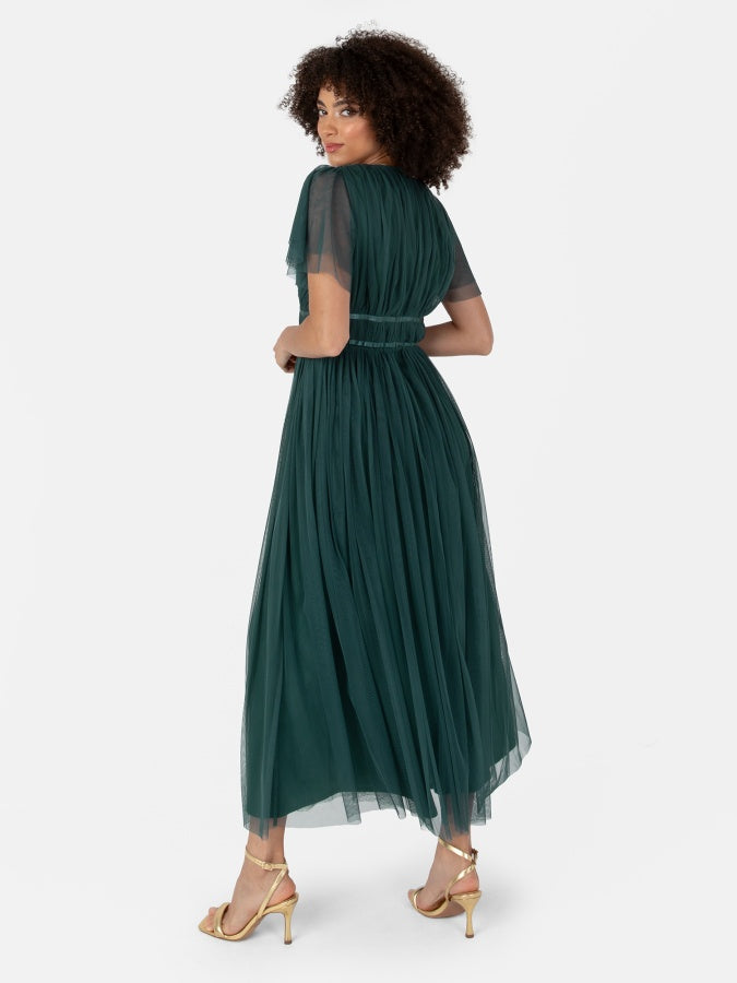 Anaya With Love Recycled Emerald Green Ribbon Detail Midi Dress