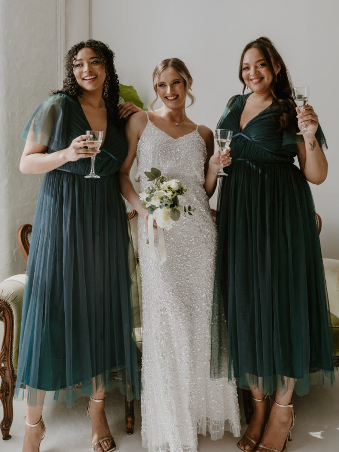 Anaya With Love Recycled Emerald Green Ribbon Detail Midi Dress