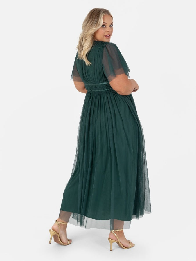 Anaya With Love Recycled Emerald Green Ribbon Detail Midi Dress