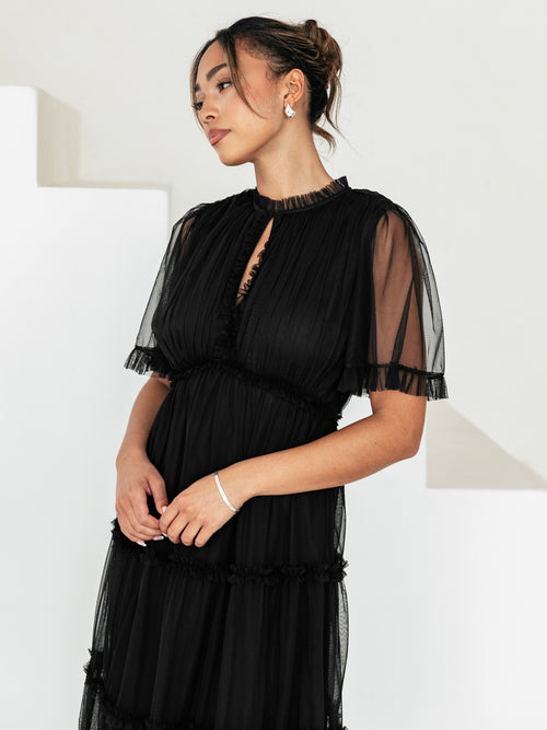 black frill hem bandage midi dress Maya Amber Yellow Strappy Bandage Midi Dress – Plaza Collection