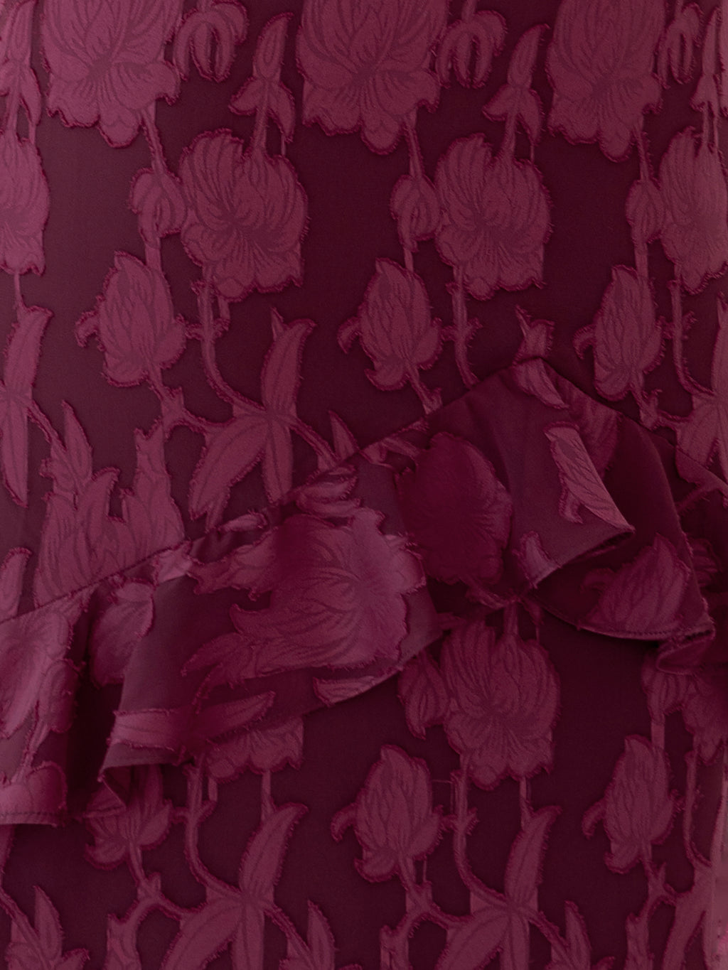Anaya With Love Recycled Dark Raspberry Floral Burnout Ruffled Maxi Dress