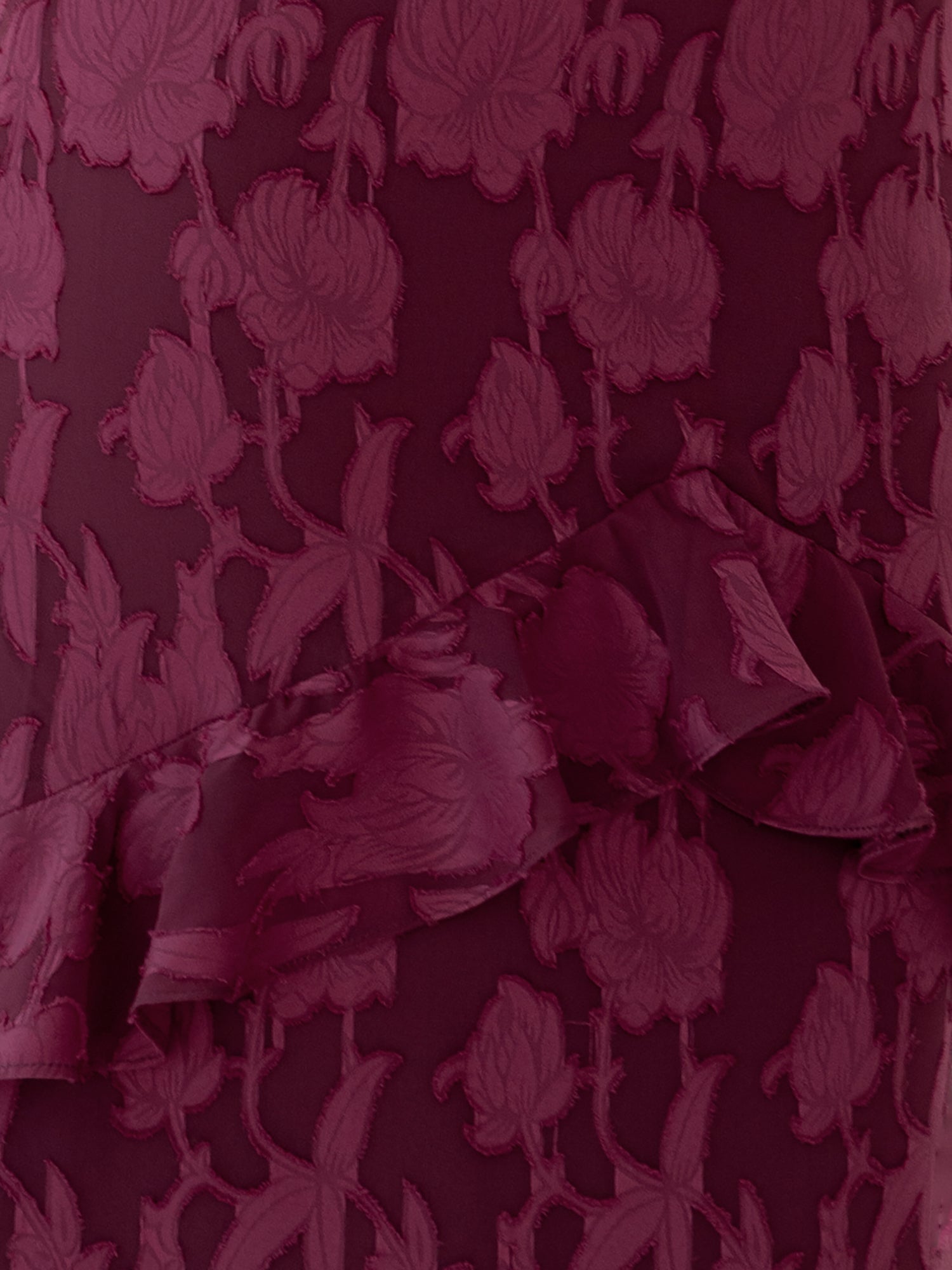 Anaya With Love Recycled Dark Raspberry Floral Burnout Ruffled Maxi Dress