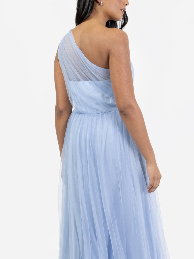 Maya Blue Embellished One Shoulder Maxi Dress