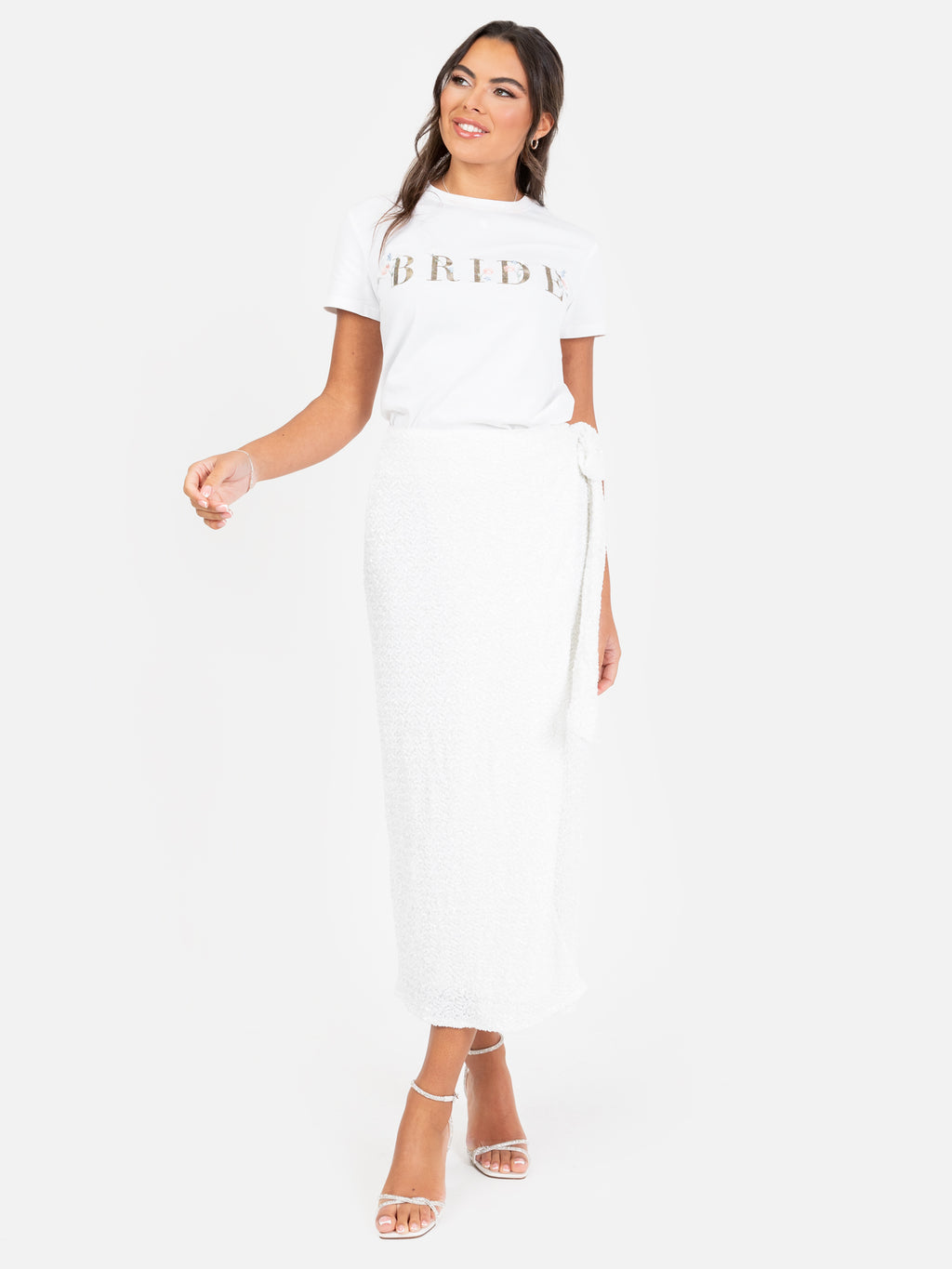 Maya White Embroidered 'Bride' T-shirt