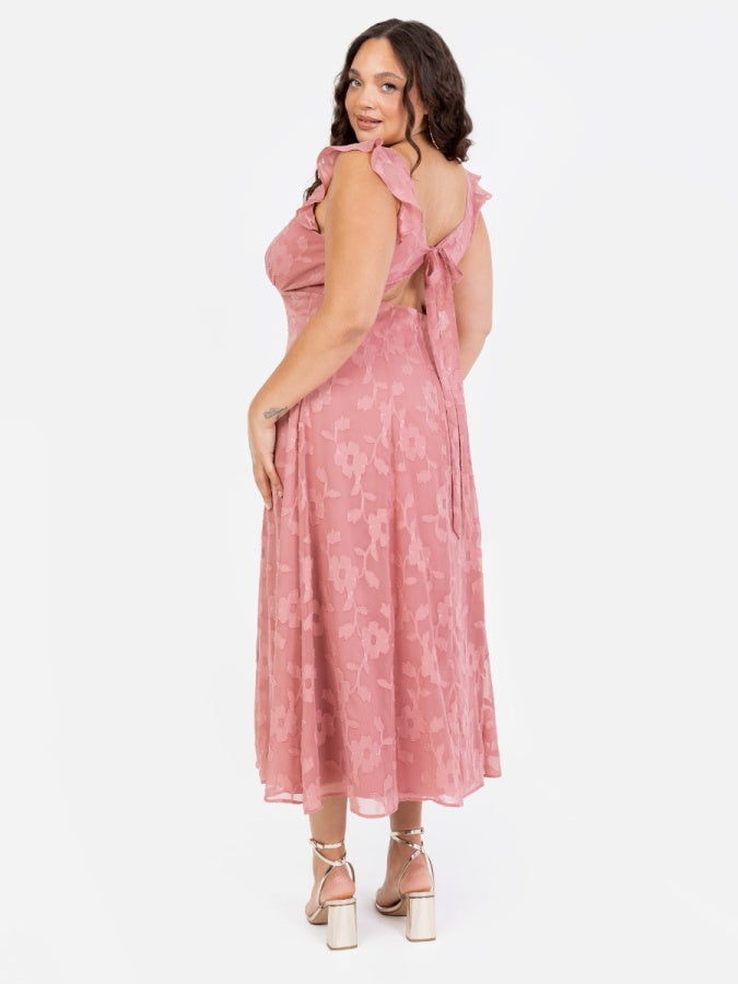 Anaya With Love Chartreuse Floral Self-Tie Keyhole Back Maxi Dress