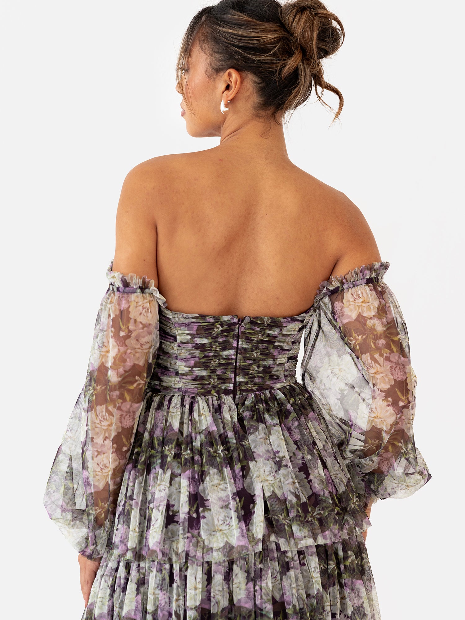 Anaya With Love Floral Long Sleeve Bardot Maxi Dress