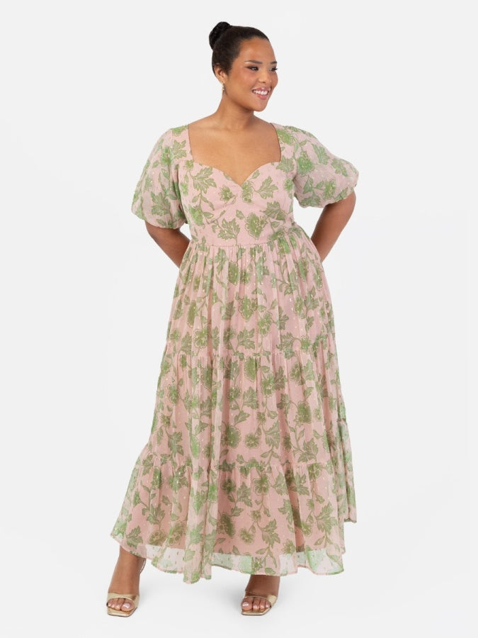 Anaya With Love Floral Print Sweetheart Neck Midaxi Dress with Self-Tie Open Back