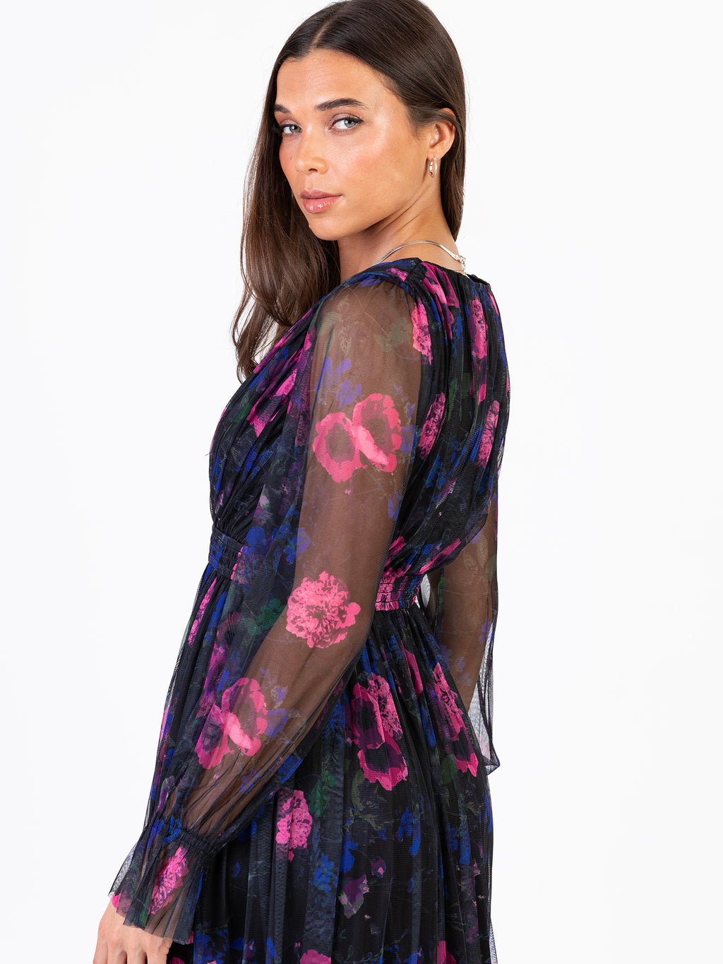 Anaya With Love Recycled Floral Print Faux Wrap Long Sleeve Midaxi Dress