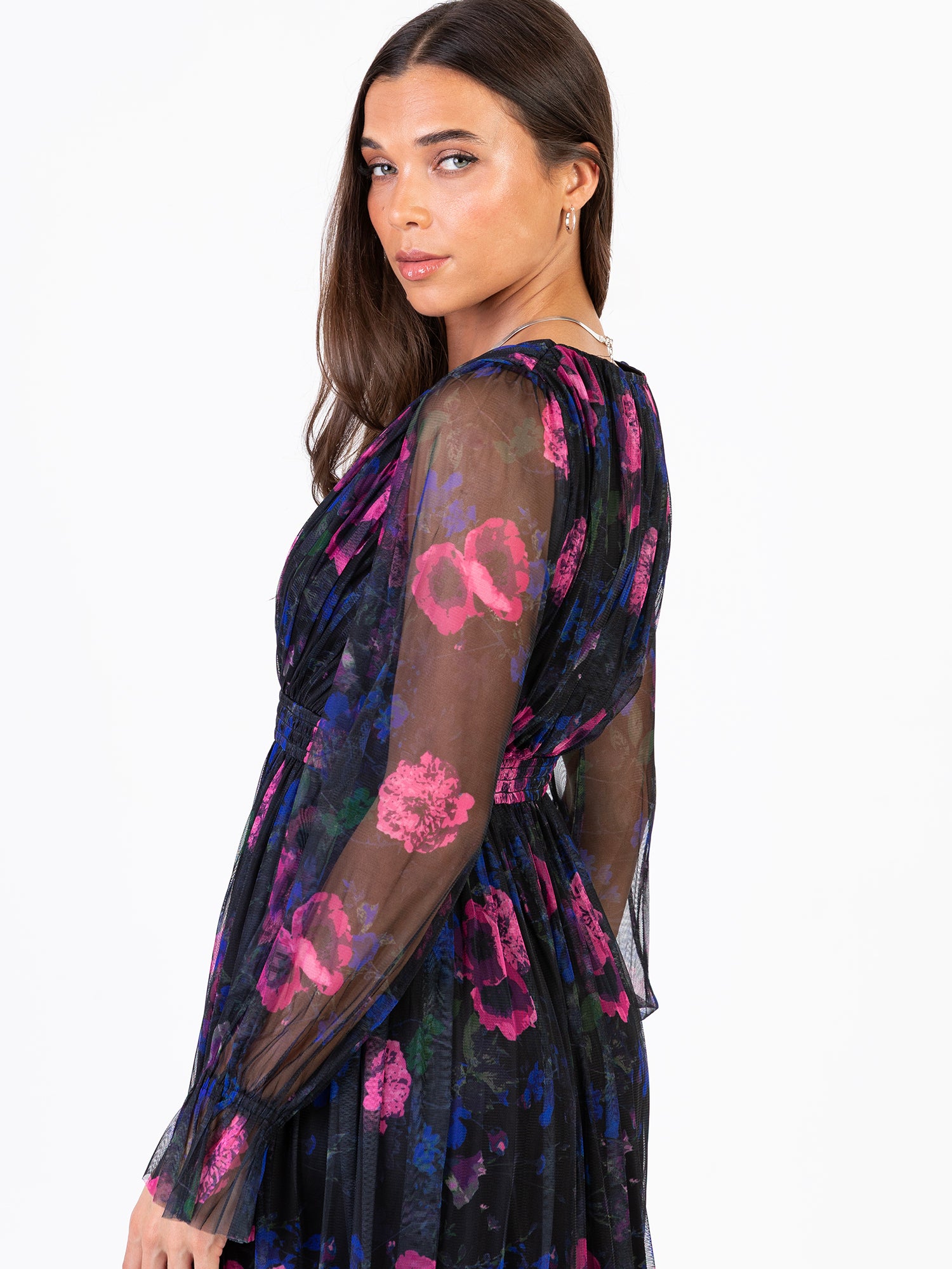 Anaya With Love Recycled Floral Print Faux Wrap Long Sleeve Midaxi Dress