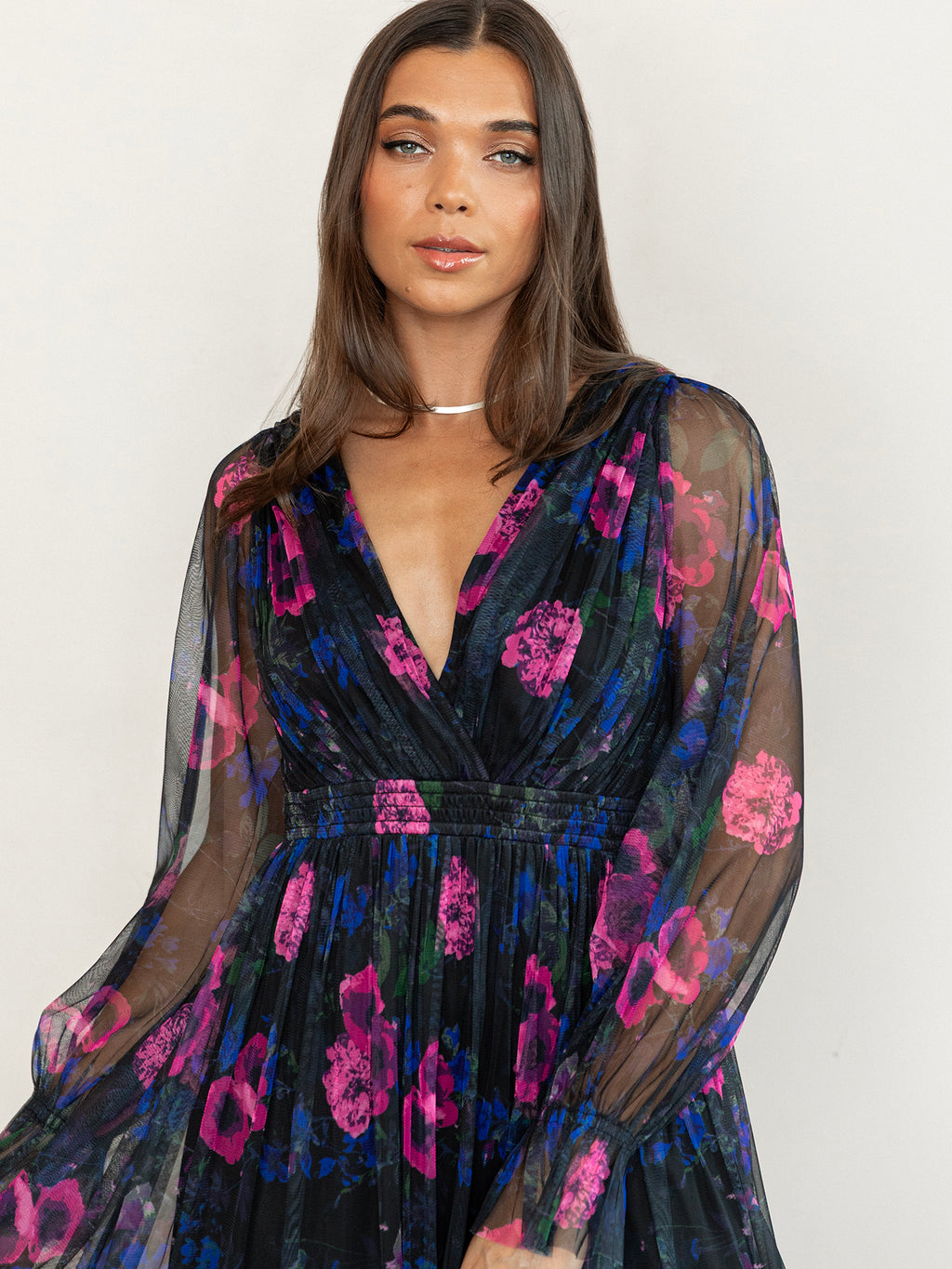 Anaya With Love Recycled Floral Print Faux Wrap Long Sleeve Midaxi Dress