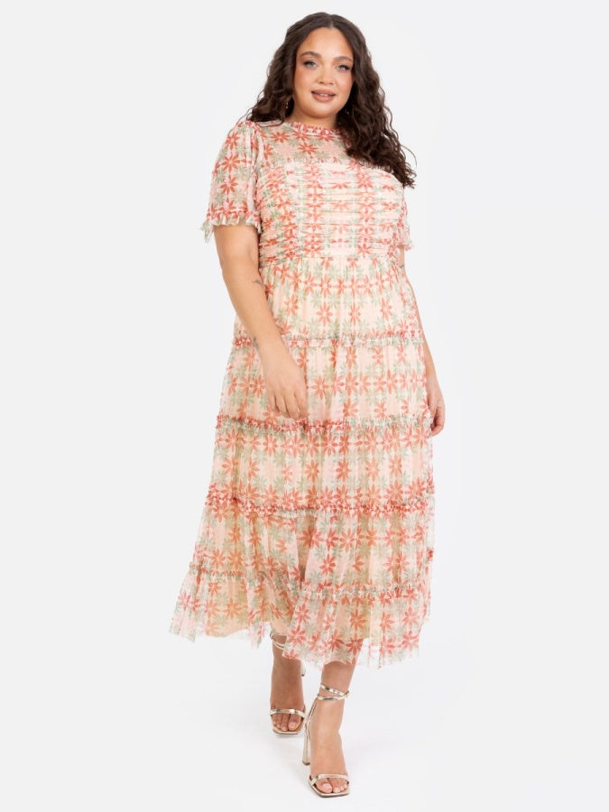 Anaya With Love Recycled Floral Print Gathered Midaxi Dress with Sequin Detail