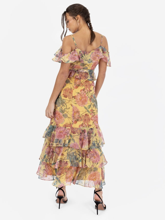 Anaya with Love Recycled Floral Print Ruffled Midi Skirt