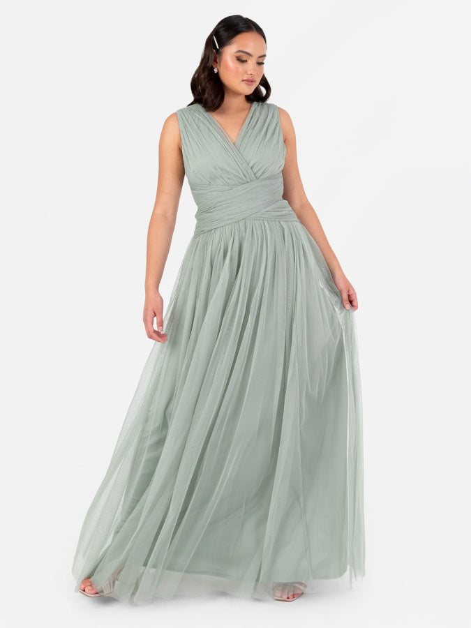 Anaya With Love Recycled Frosty Green Sleeveless V Neck Maxi Dress