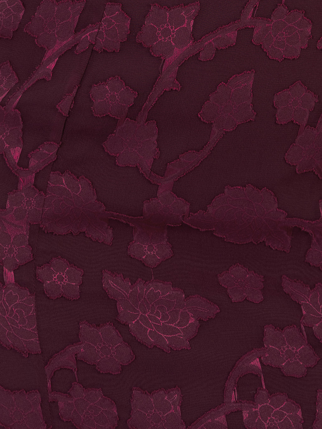 Anaya With Love Recycled Maroon Floral Burnout Maxi Dress with Ruffle Detail