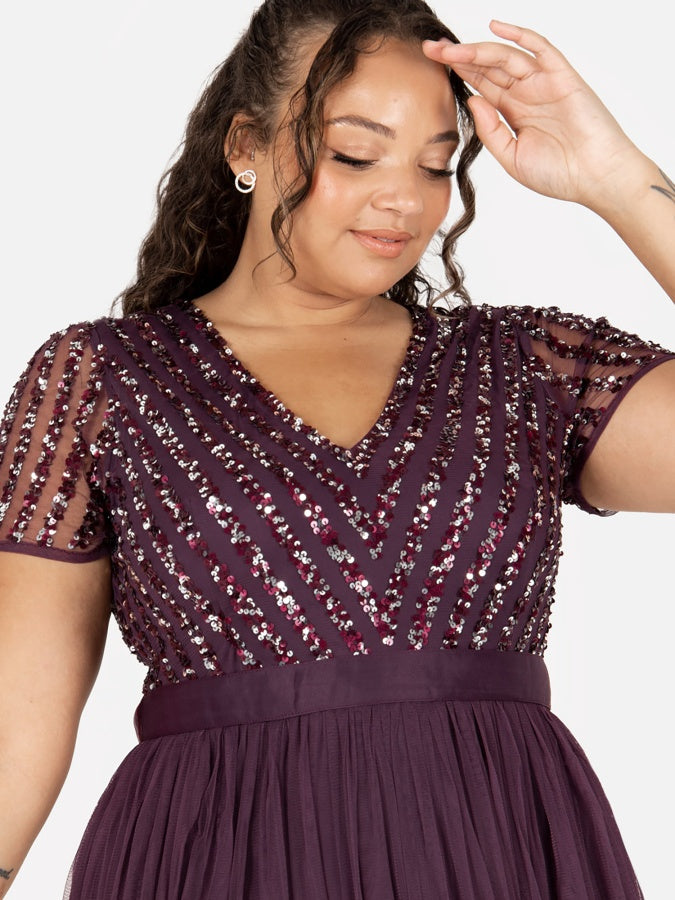 Maya Stripe Embellished Maxi Dress With Sash Belt